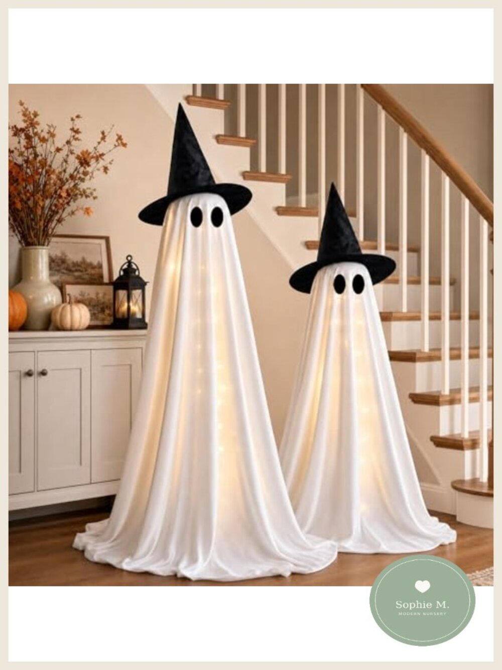 2 Pack Light Up Halloween Ghosts Indoor Decor with LED Lights